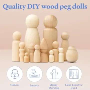 Unfinished Wooden Peg Dolls for Crafts & Play - Pack of 100