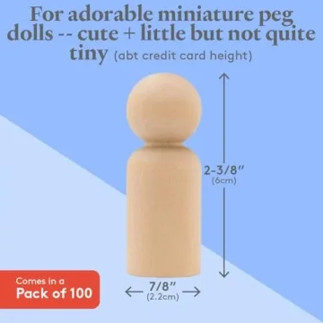 Unfinished Wooden Peg Dolls for Crafts & Play - Pack of 100