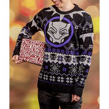 Panther Ugly Christmas Sweater for Women and Men Superhero Gift (XS, Extra Small)