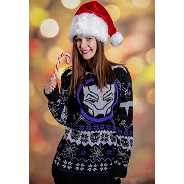 Panther Ugly Christmas Sweater for Women and Men Superhero Gift (XS, Extra Small)