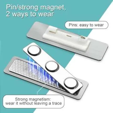 Engraved Personalized Name Tags with Magnet Clip or Pin - Stainless Steel Metal Custom Magnetic Name ID Badge Tag for School Teacher, Kids, Business Work Lable Sign Employee Name Plate (Pin)