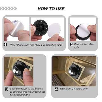 PlusRoc 8 Pack Self Adhesive Caster Wheels – 1 Inch