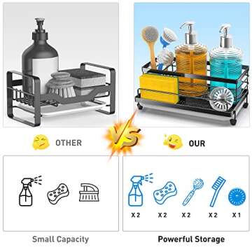 Cisily Sponge Holder for Kitchen, Sink Organizer, Kitchen Sink Accessories with Drip Tray, Rustproof...