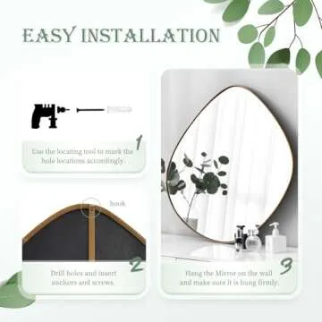 BIKARSOUL Asymmetrical Wall Mirror Matel Brass Framed Wall Mirror for Living Room Bedroom Bathroom Entryway Wall Decor 31.5"*32" BKS-JIN443-JIN80