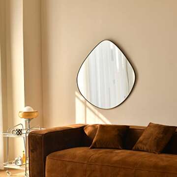 BIKARSOUL Asymmetrical Wall Mirror Matel Brass Framed Wall Mirror for Living Room Bedroom Bathroom Entryway Wall Decor 31.5"*32" BKS-JIN443-JIN80