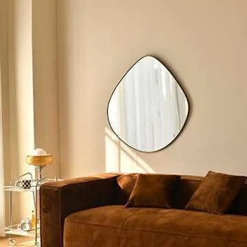 BIKARSOUL Asymmetrical Wall Mirror Matel Brass Framed Wall Mirror for Living Room Bedroom Bathroom Entryway Wall Decor 31.5"*32" BKS-JIN443-JIN80