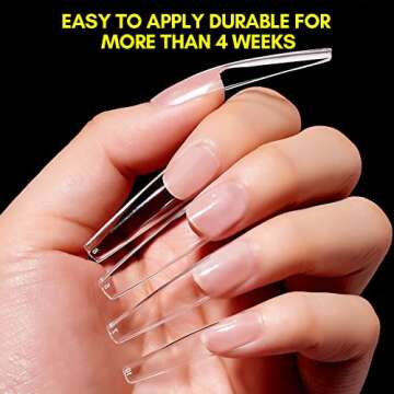 Makartt 500Pcs Soft Gel Full Cover Tips Clear XXL Coffin Nail Tips, Soak Off Nail Extensions Kit Cle...