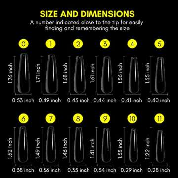 Makartt 500Pcs Soft Gel Full Cover Tips Clear XXL Coffin Nail Tips, Soak Off Nail Extensions Kit Clear Extra Long Fake Nails No Crease Acrylic False Nails Tips 12 Sizes for Nail Salon DIY Nail Art