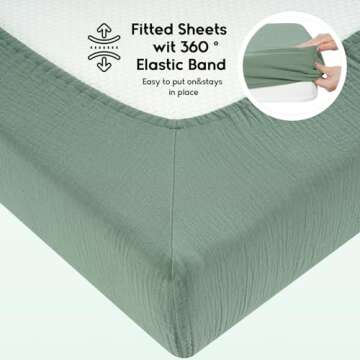 Yoofoss Muslin Crib Sheets for Boys Girls 100% Cotton Fitted Baby Crib Sheet 2 Pack Soft and Breathable for Standard Crib Mattress & Toddler Mattress 52"x28" Leaves&Green