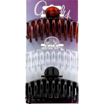 Goody Classics Large Sprial Claw Clips , Assorted Colors - Great for Easily Pulling Up Your Hair - Pain-Free Hair Accessories for Women, Men, Boys, and Girls, 3 Count (Pack of 1)