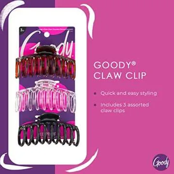 Goody Classics Large Sprial Claw Clips , Assorted Colors - Great for Easily Pulling Up Your Hair - Pain-Free Hair Accessories for Women, Men, Boys, and Girls, 3 Count (Pack of 1)