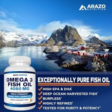 Arazo Nutrition Omega 3 Fish Oil - 4080mg Burpless Softgels