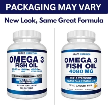 Arazo Nutrition Omega 3 Fish Oil - 4080mg Burpless Softgels