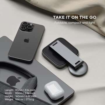 Satechi 2 in 1 Wireless Charger, Qi2 15W Dual Wireless Charger Stand, Magnetic, Foldable Travel Charger Station for iPhone 16/15/14/13/12, and AirPods Pro/3/2