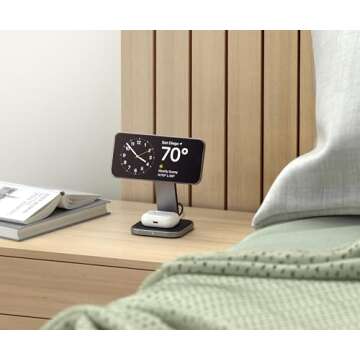 Satechi 2 in 1 Wireless Charger, Qi2 15W Dual Wireless Charger Stand, Magnetic, Foldable Travel Charger Station for iPhone 16/15/14/13/12, and AirPods Pro/3/2