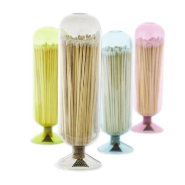 Skeem Fireplace Glass Match Cloche with Striker - Moss - Includes 120 Long Matches - Stylish and Functional Matches