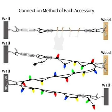String Lights Hanging Kit,Globe String Lights Suspension Kit,Outdoor Light Guide Wire,Includ 164 FT ...