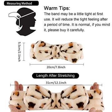 WHAVEL Hairband, 6 Pack Leopard Spa Headband Makeup Headband for Washing Face, Microfiber Bow Headba...