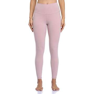 Colorfulkoala Women's High Waisted Tummy Control Workout Leggings 7/8 Length Yoga Pants with Pockets (XS, Pink Suede)