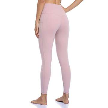 Colorfulkoala Women's High Waisted Tummy Control Workout Leggings 7/8 Length Yoga Pants with Pockets (XS, Pink Suede)