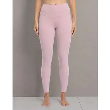 Colorfulkoala Women's High Waisted Tummy Control Workout Leggings 7/8 Length Yoga Pants with Pockets (XS, Pink Suede)