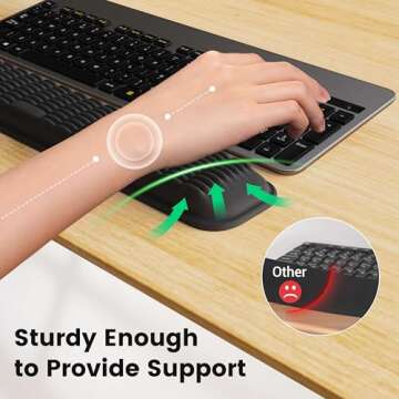 MEKASS Keyboard Wrist Rest, Soft Memory Foam Wrist Support for Keyboard, Keyboard Hand Rest Pad for Wrist Pain Relief, Keyboard Wrist Guard for Long Hours of Work, Gaming, Studying（Classic Black）