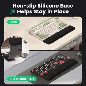 MEKASS Keyboard Wrist Rest, Soft Memory Foam Wrist Support for Keyboard, Keyboard Hand Rest Pad for Wrist Pain Relief, Keyboard Wrist Guard for Long Hours of Work, Gaming, Studying（Classic Black）