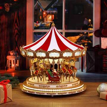 Mr. Christmas Regal Carousel Musical Animated Indoor Christmas Decoration, 17 Inch, White