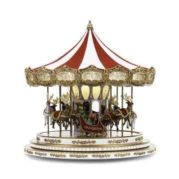 Mr. Christmas Regal Carousel Musical Animated Indoor Christmas Decoration, 17 Inch, White