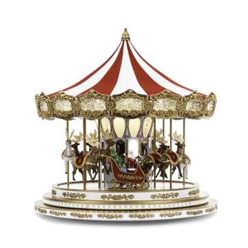 Mr. Christmas Regal Carousel Musical Animated Indoor Christmas Decoration, 17 Inch, White