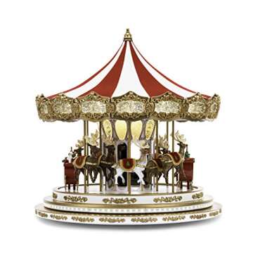 Mr. Christmas Regal Carousel Musical Animated Indoor Christmas Decoration, 17 Inch, White