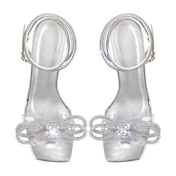 Yolkomo Women's Square Toe Heel Ankle Strap Strappy Stiletto High Heels Sandals