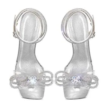 Yolkomo Women's Square Toe Heel Ankle Strap Strappy Stiletto High Heels Sandals