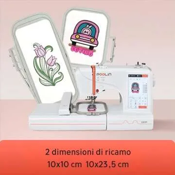 POOLIN EOC05 Embroidery Machine with Large Hoops and LCD Screen