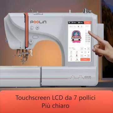 POOLIN EOC05 Embroidery Machine with Large Hoops and LCD Screen