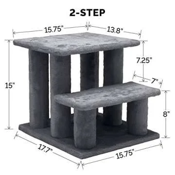 Furhaven Multi-Step Pet Stairs for Easy Mobility - Gray