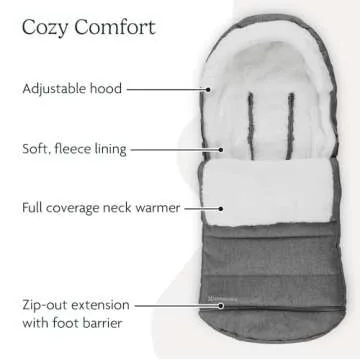 UPPAbaby CozyGanoosh Footmuff - Easily Attaches to UPPAbaby Strollers + RumbleSeat - Ultra-plush, Weather-Proof - Winter Stroller Cover - Greyson (Charcoal Mélange)