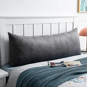 Luxurious DEZENE Body Pillow Cover in Dark Grey Velvet
