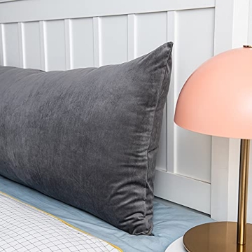 Luxurious DEZENE Body Pillow Cover in Dark Grey Velvet