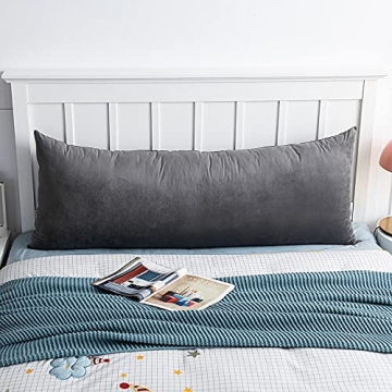 Luxurious DEZENE Body Pillow Cover in Dark Grey Velvet