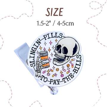 YJ PREMIUMS 8pc Cute Funny Nurse Badge Reel Set for Medical Professionals