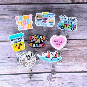 Funny Nurse Badge Reel Set for Healthcare Professionals