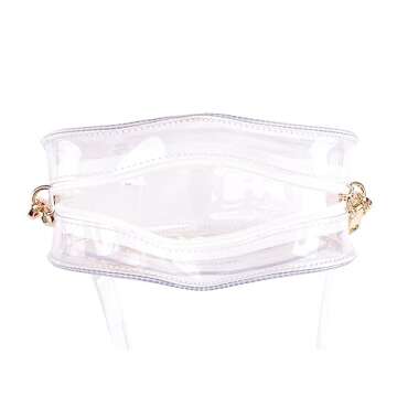 Trendeology Cute Heart Shape Girls Womens Vegan Leather Small Handle Satchel Crossbody Purse Clear