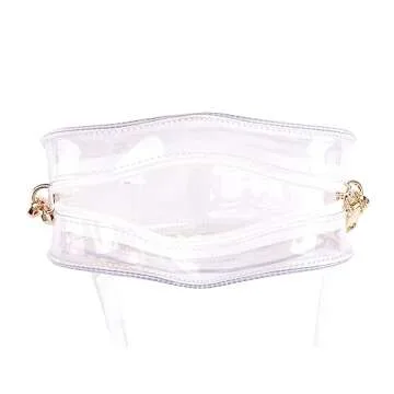 Trendeology Cute Heart Shape Girls Womens Vegan Leather Small Handle Satchel Crossbody Purse Clear