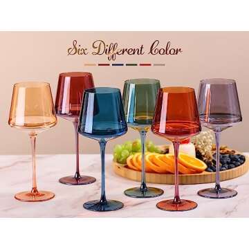 Colored Wine Glasses Set of 6 - Perfect for Celebrations