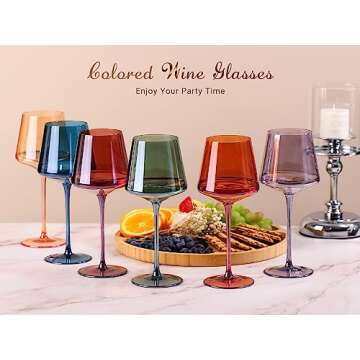Colored Wine Glasses Set of 6 - Perfect for Celebrations