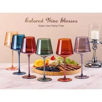 Colored Wine Glasses Set of 6 - Perfect for Celebrations