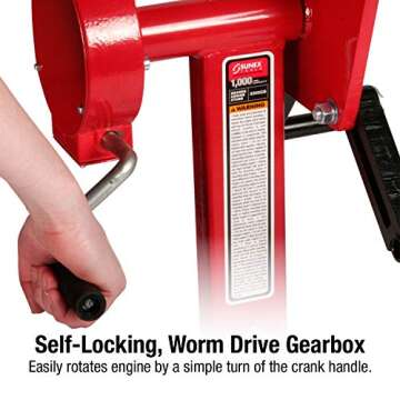 SUNEX TOOLS 8300GB, Foldable Engine Stand, ½ Ton Capacity, Self-Locking Worm Drive Gearbox, Foldable, Adjustable, Caster Wheels, Four Wheel Base