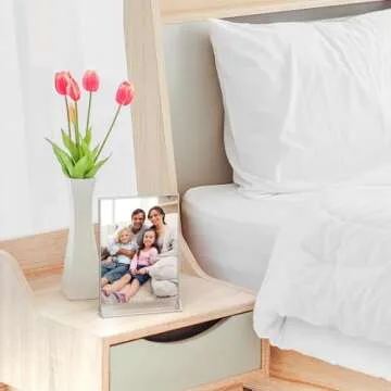 NIUBEE 6Pack 4x6 Clear Acrylic Sign Holder with Sliver Borders and Vertical Stand, Double Sided Table Menu Holders Picture Frames for Wedding Table Numbers, Restaurant Signs, Photos and Art Display