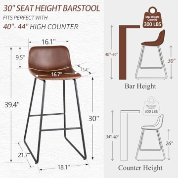 HeuGah 30 Inch Bar Stools Set of 3 for Kitchen